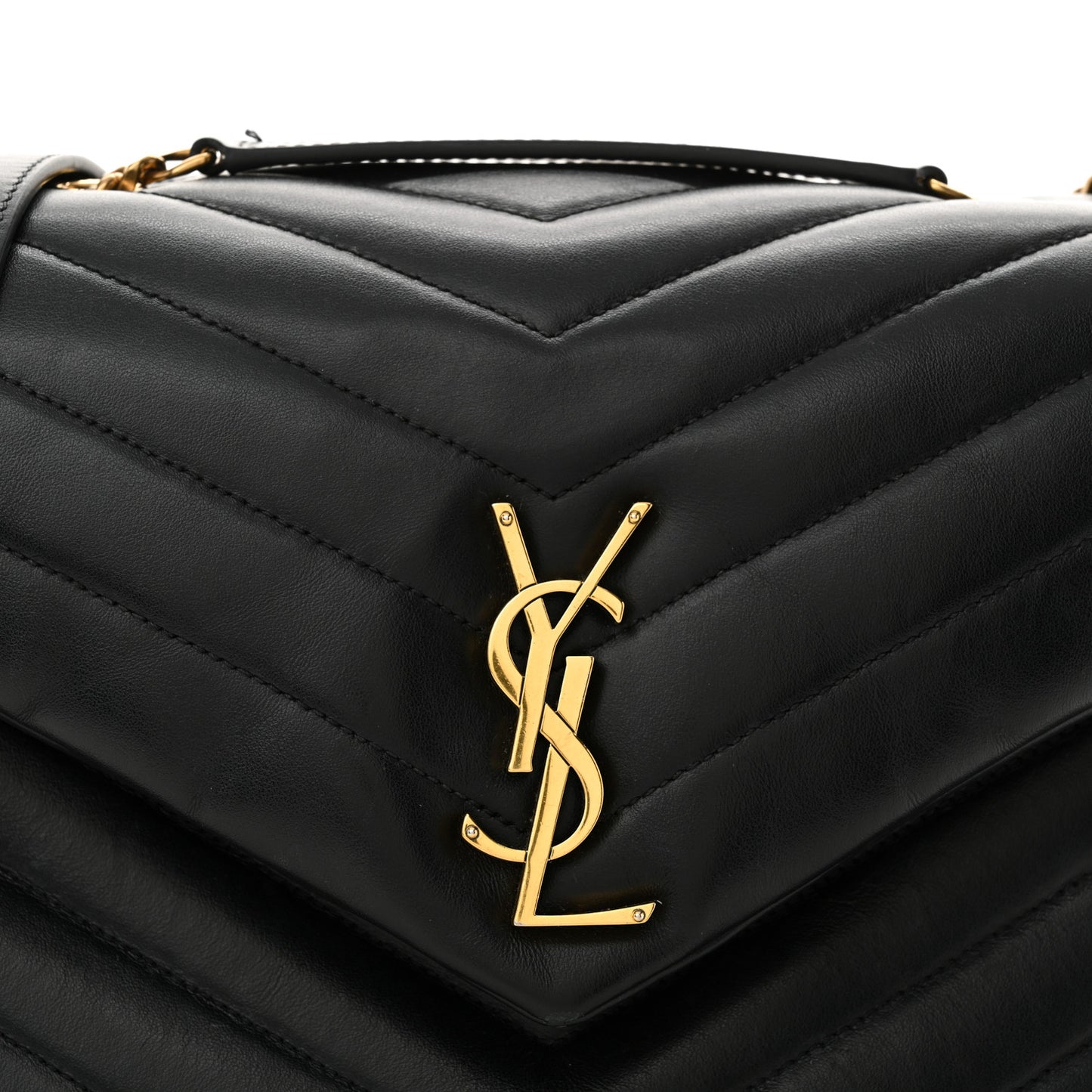 Calfskin Y Quilted Monogram Medium Loulou Chain Satchel Black