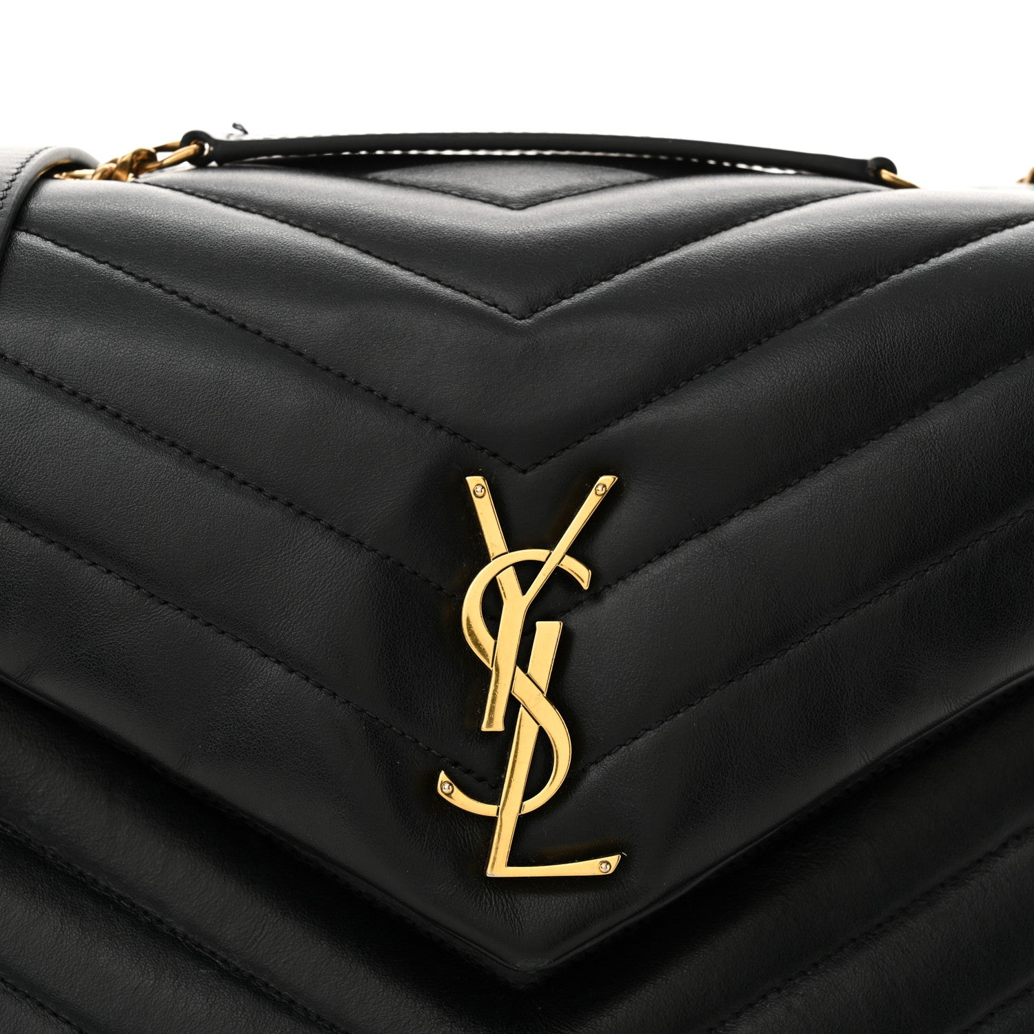 Saint Laurent Calfskin Y Quilted Monogram Medium Loulou Chain Satchel Black 8 of 16