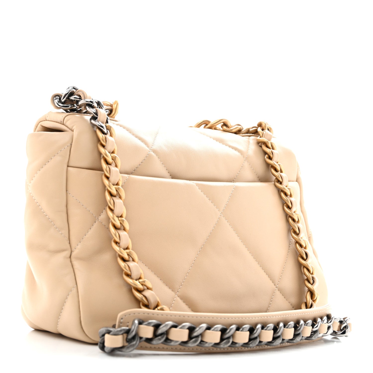 Chanel Lambskin Quilted Medium Chanel 19 Flap Beige 2 of 12