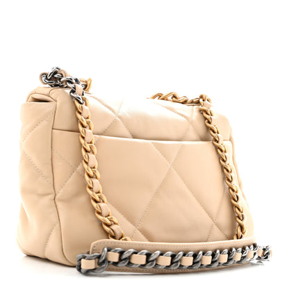 Chanel Lambskin Quilted Medium Chanel 19 Flap Beige 2 of 12