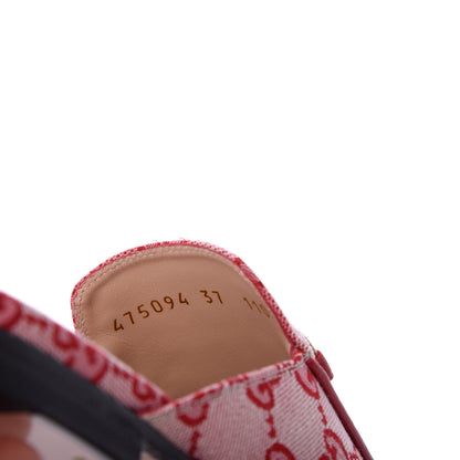 Gucci Canvas GG Monogram Horsebit Womens Princetown Slippers 37 Gardenia Hibiscus Red 9 of 10