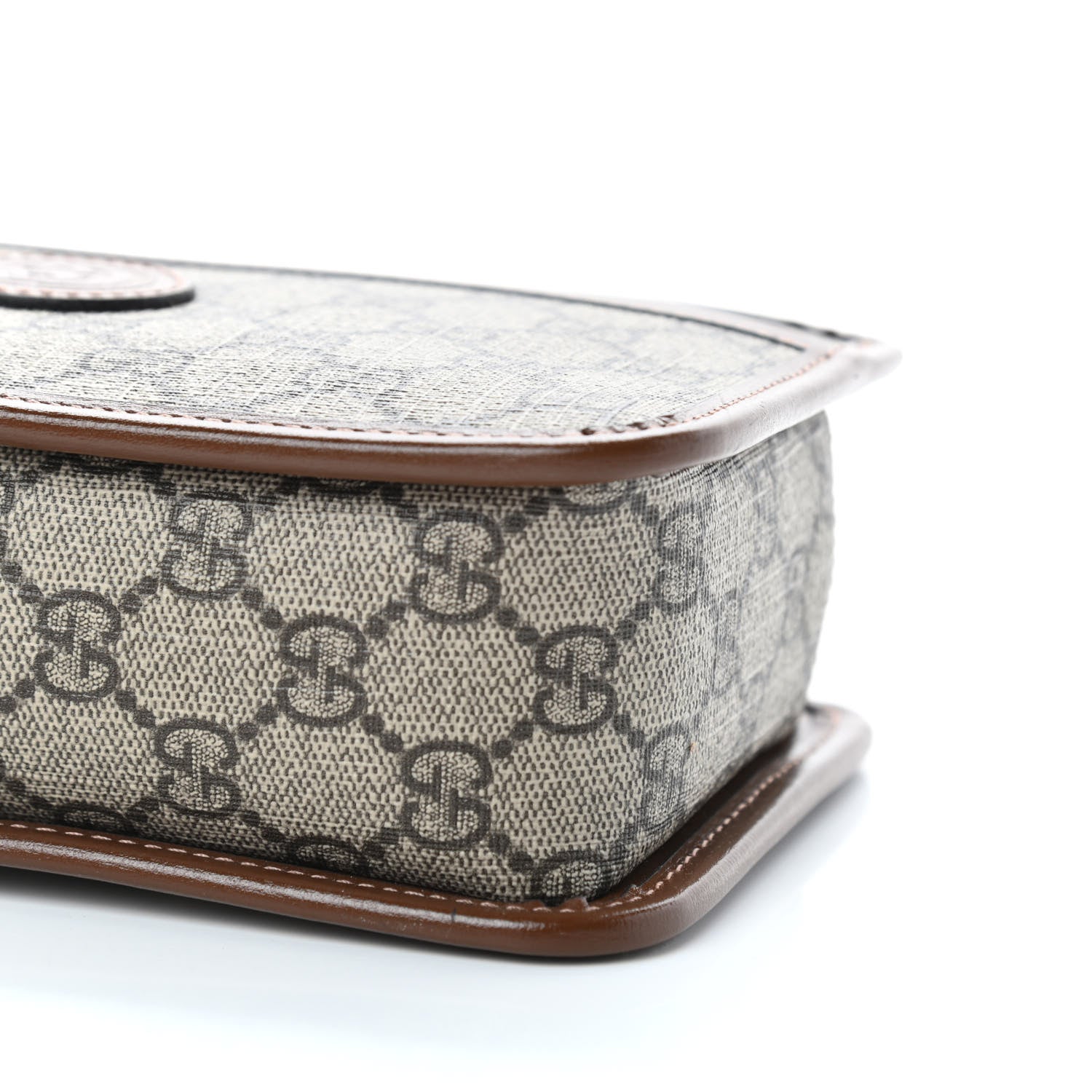 Gucci GG Supreme Monogram Textured Calfskin Retro Interlocking G Travel Pouch Beige Ebony Brown Sugar 9 of 11