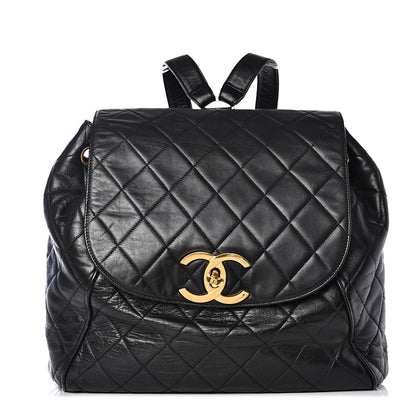 Chanel Lambskin Quilted Drawstring Backpack Black 1 of 10