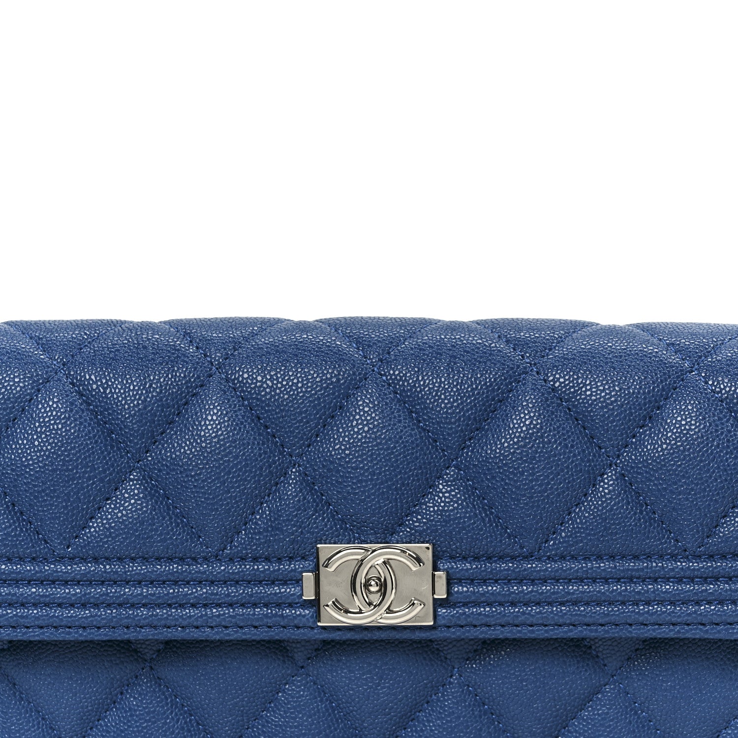 Chanel Caviar Quilted Large Boy Gusset Flap Wallet Blue 9 of 10