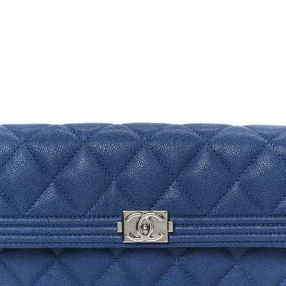 Chanel Caviar Quilted Large Boy Gusset Flap Wallet Blue 9 of 10