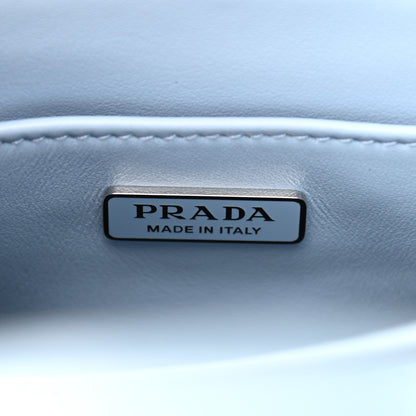 Prada Spazzolato Triangle Small Double Handle Crossbody Tote Celeste Black 6 of 9