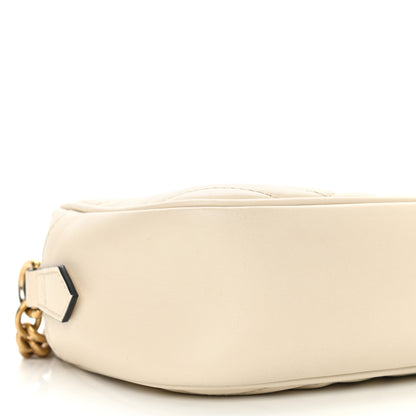 Gucci Calfskin Matelasse Small GG Marmont Chain Shoulder Bag White 9 of 11