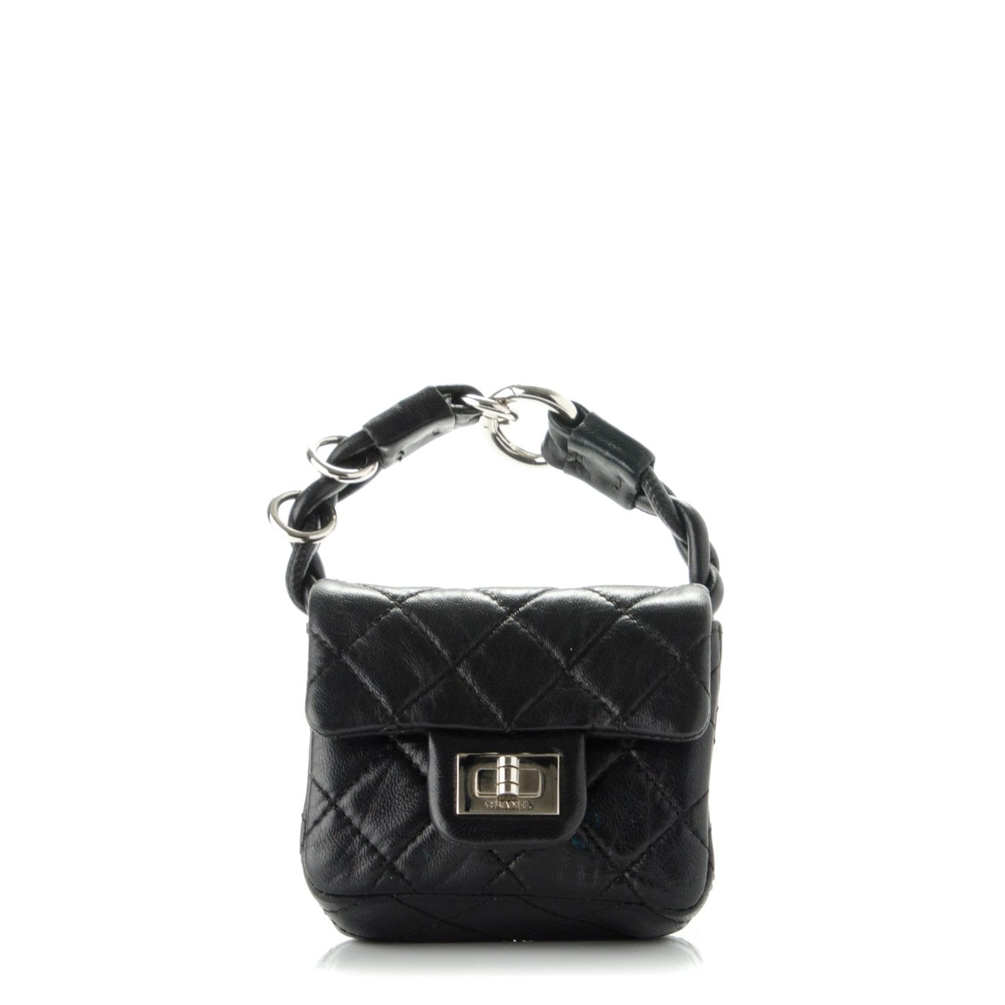 Calfskin Quilted 2.55 Ankle Wrist Bag Black