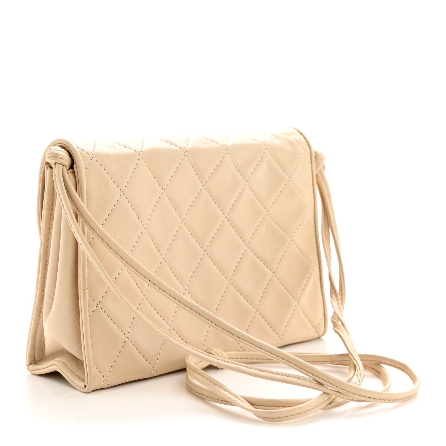 Lambskin Quilted Mini Camellia Flap Beige