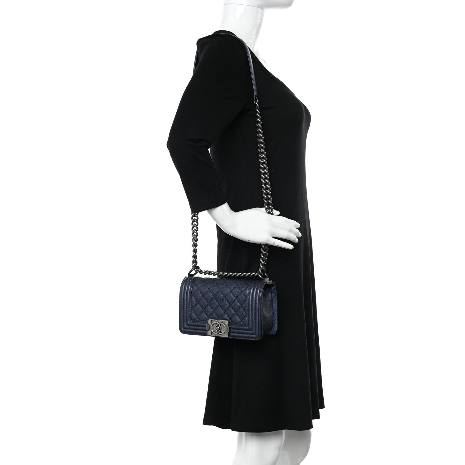 Chanel Grained Calfskin Quilted Small Boy Flap Blue 2 of 11