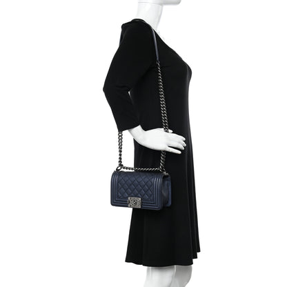 Chanel Grained Calfskin Quilted Small Boy Flap Blue 2 of 11