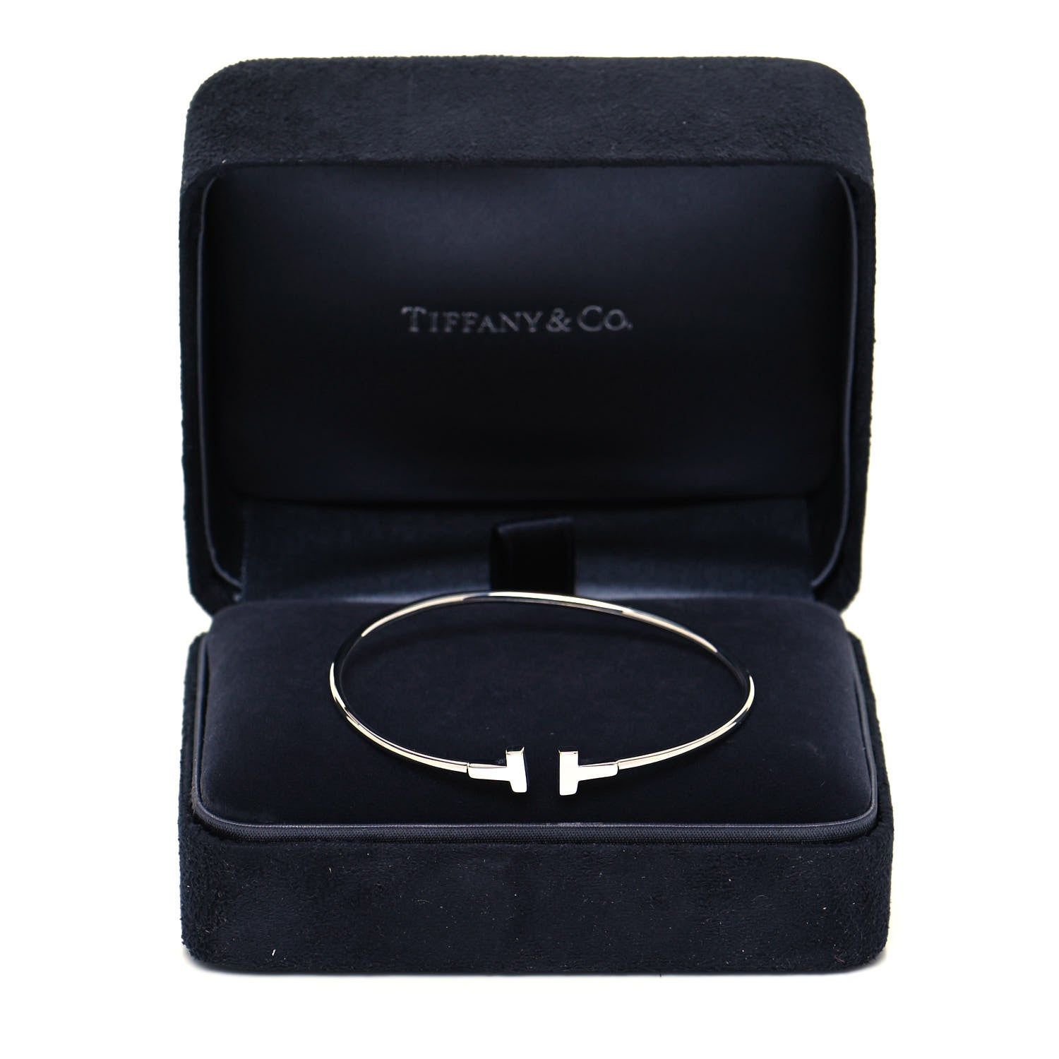 Tiffany 18K White Gold Narrow T Wire Bracelet 5 of 5