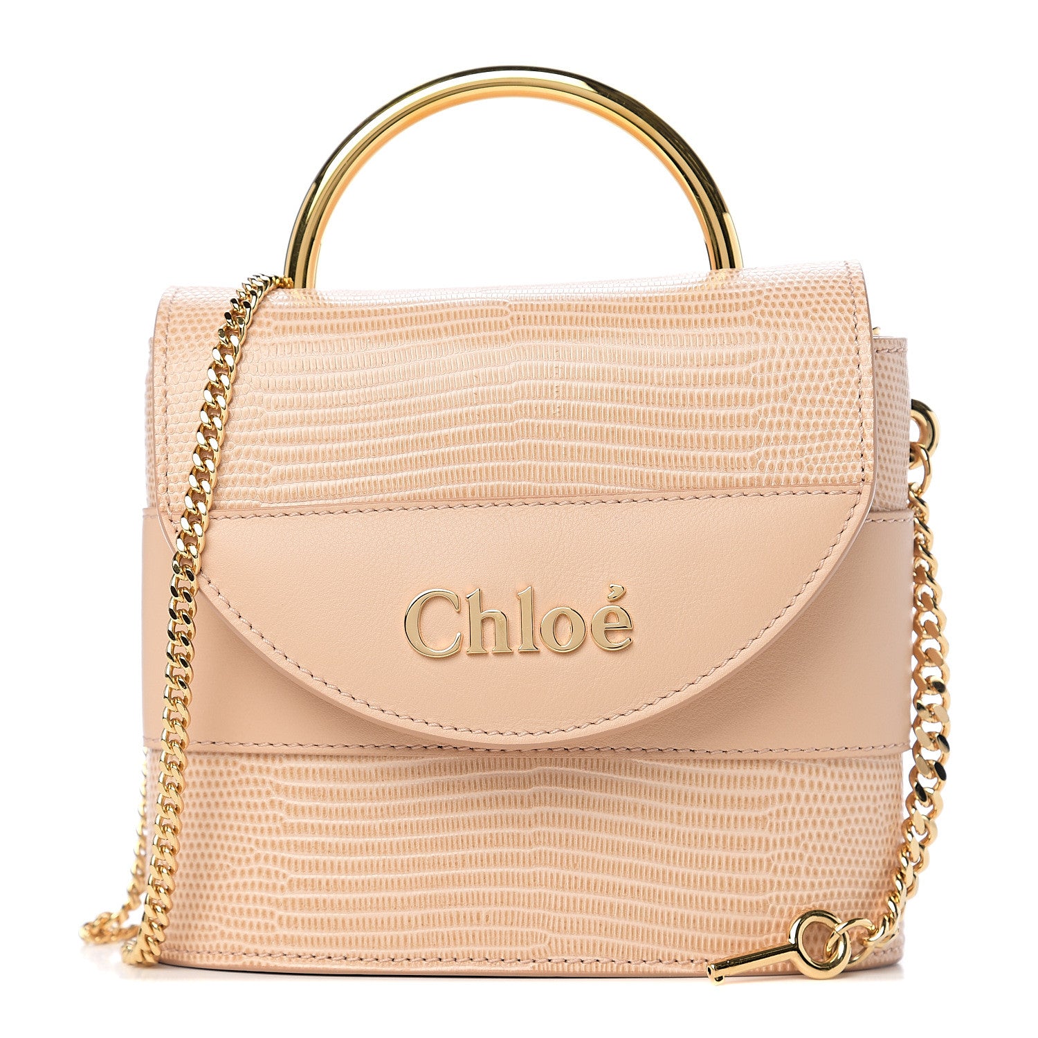 Chloe Calfskin Lizard Embossed Small Aby Lock Delicate Pink 1 of 7