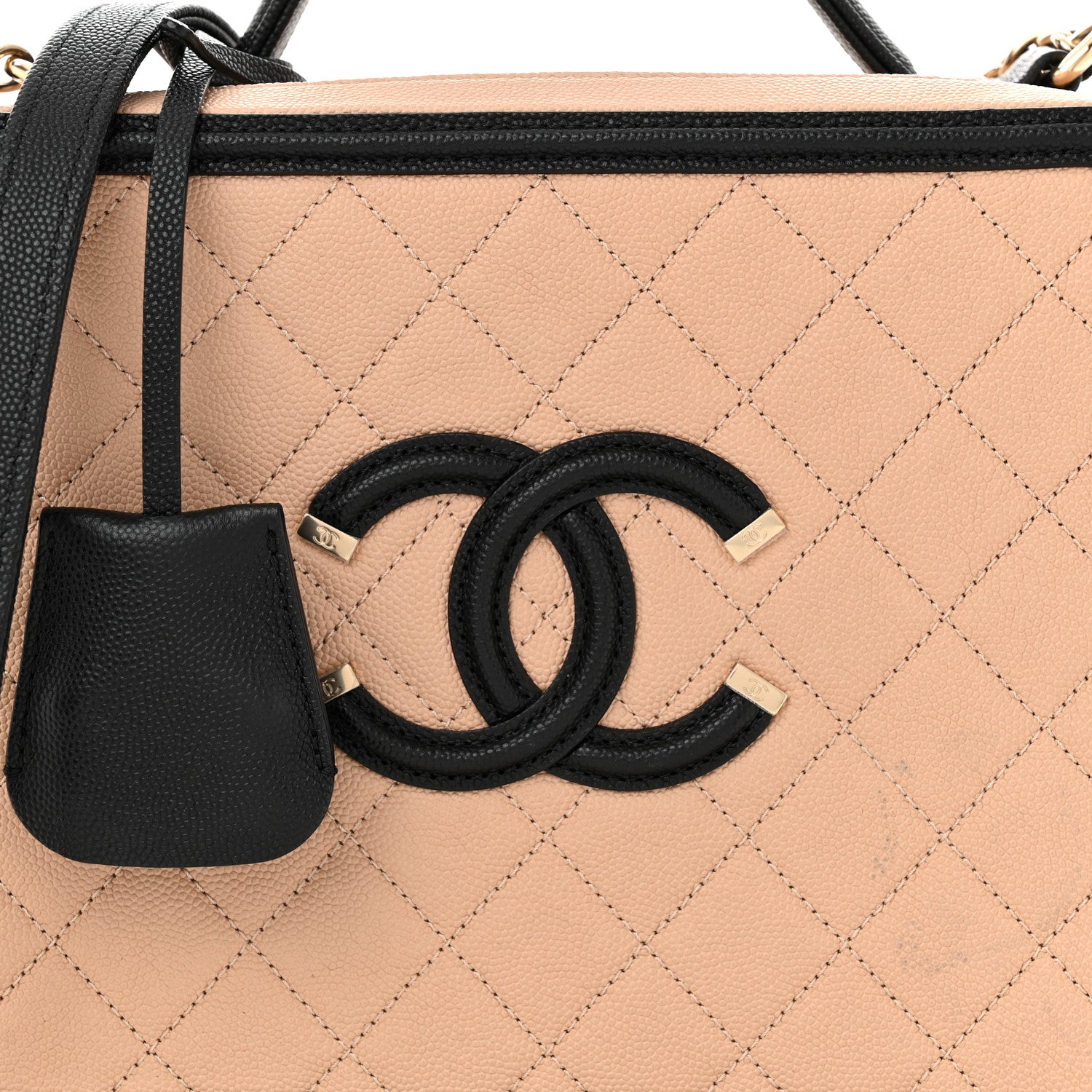 Chanel Caviar Quilted Medium CC Filigree Vanity Case Beige Black 10 of 13