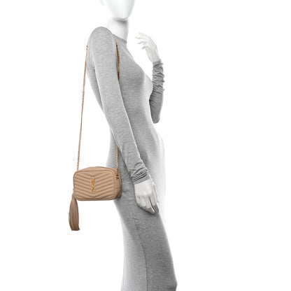 Saint Laurent Grain De Poudre Matelasse Monogram Mini Lou Camera Bag Dark Beige 2 of 11