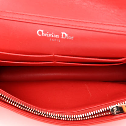 Christian Dior Grained Calfskin Diorama Wallet on Chain Pouch Rouge Vif 5 of 12