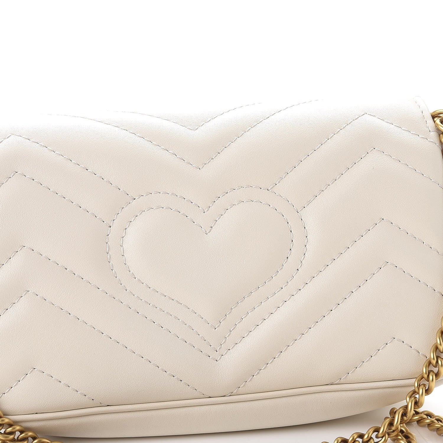 Gucci Calfskin Matelasse Super Mini GG Marmont Shoulder Bag White 6 of 10