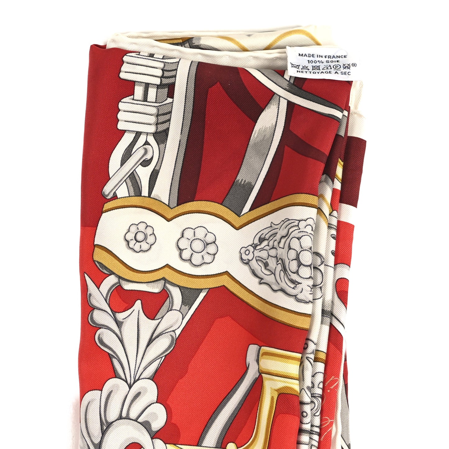 Silk Brides Et Destin Scarf 90 Rouge Gris Argent White