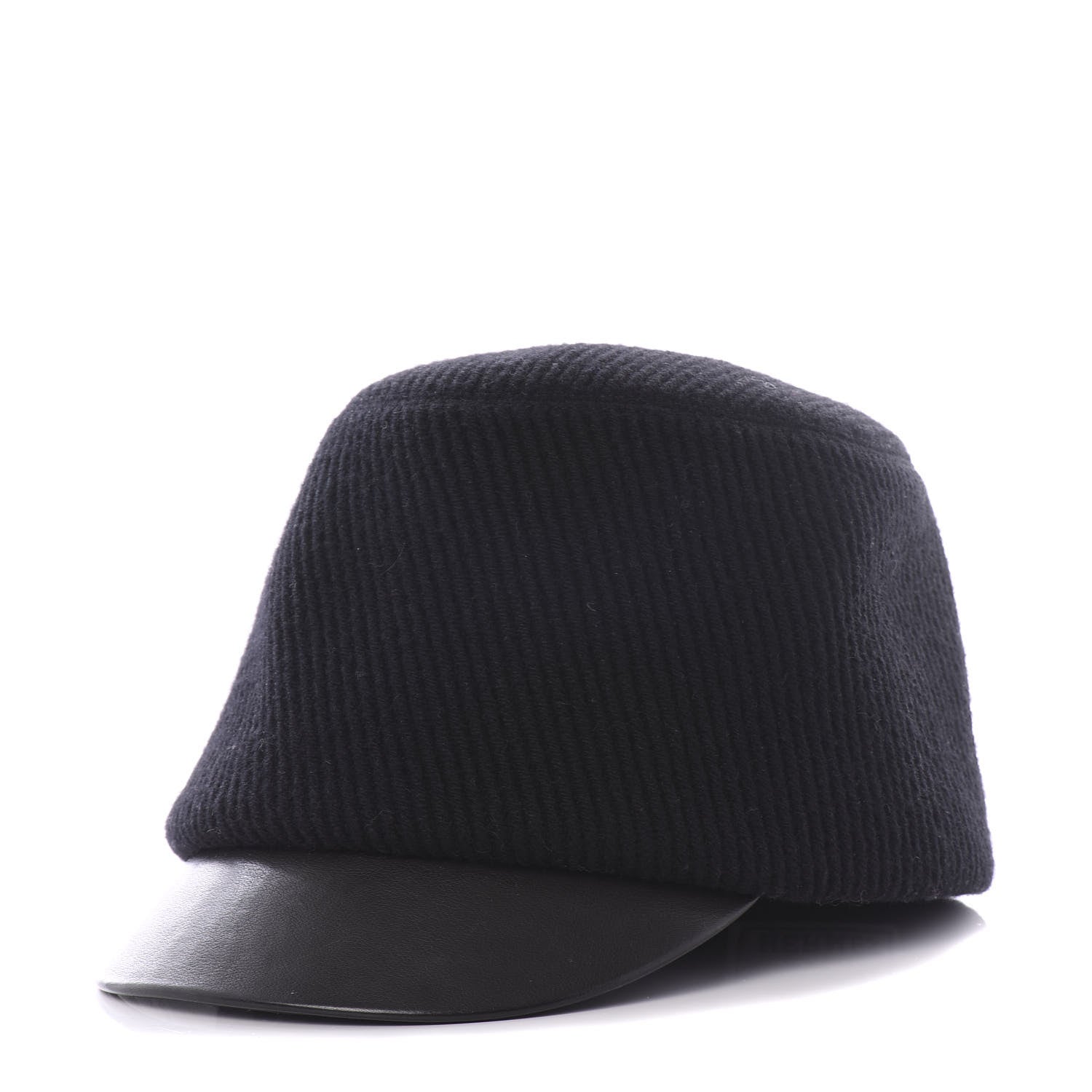 Hermes Wool Calfskin Hat Cap 57 Black 1 of 5