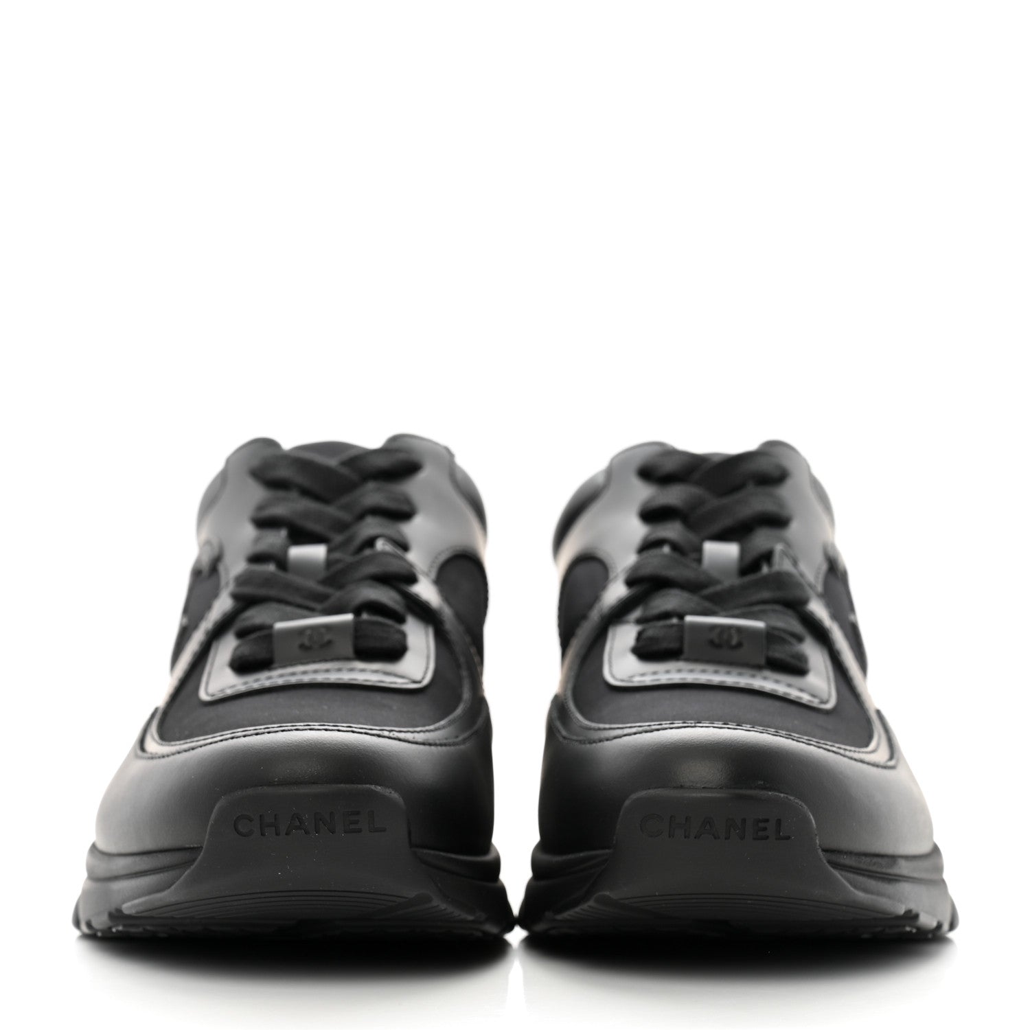 Chanel Lambskin Fabric CC Uniform Mens Sneakers 40 Black 4 of 10