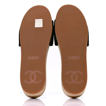 Chanel Tweed Cork CC Mule Sandal 38 Black 4 of 4