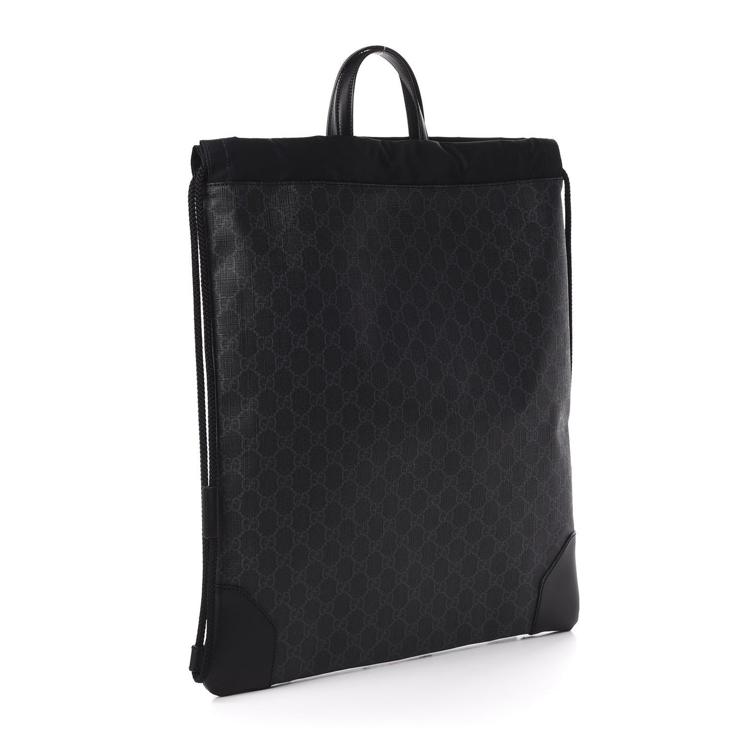 Soft GG Supreme Monogram Appia Calfskin Web Drawstring Backpack Black