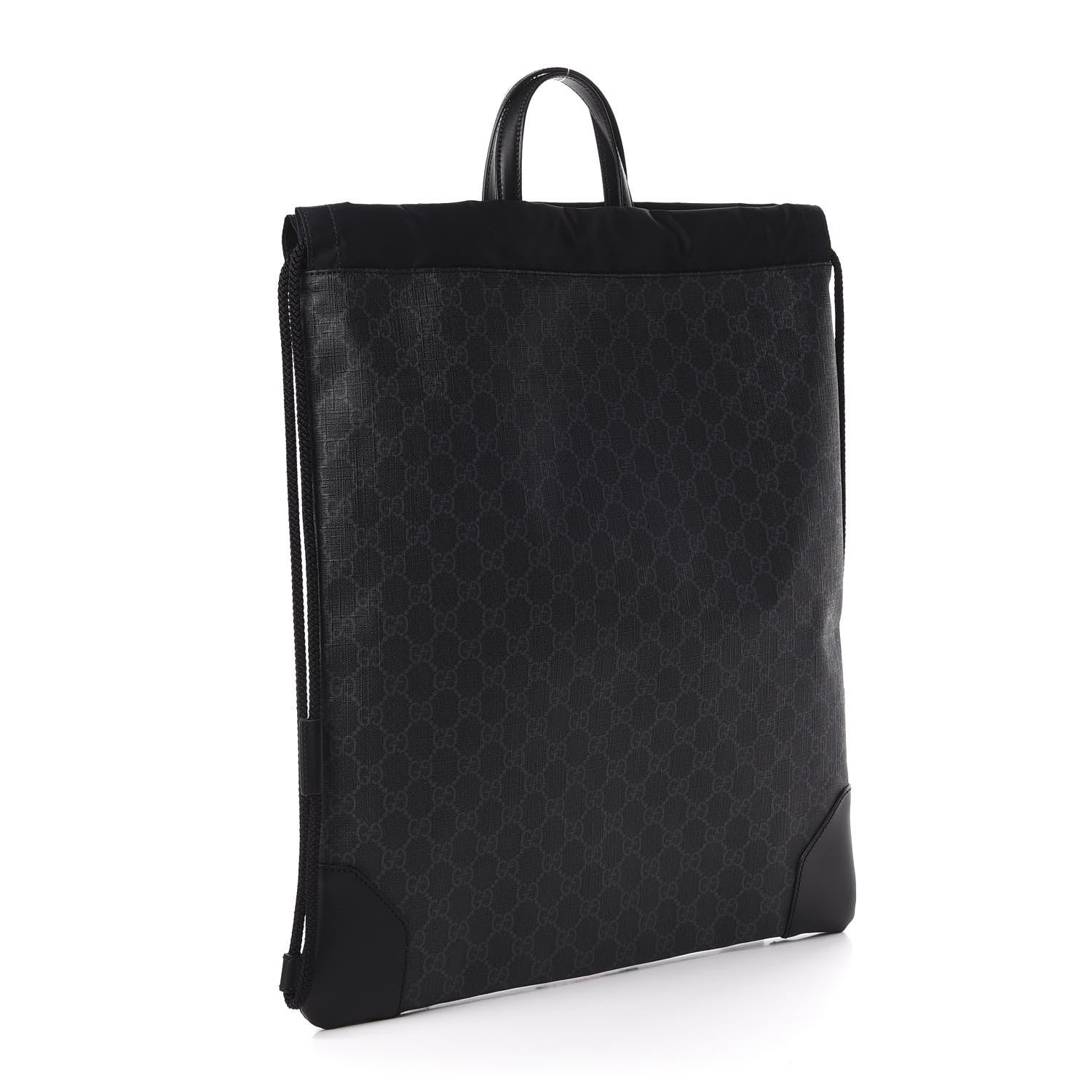 Gucci Soft GG Supreme Monogram Appia Calfskin Web Drawstring Backpack Black 2 of 9