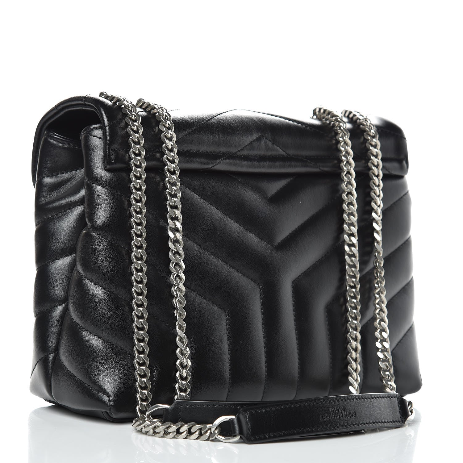 Saint Laurent Calfskin Y Quilted Monogram Small Loulou Chain Satchel Black 3 of 9