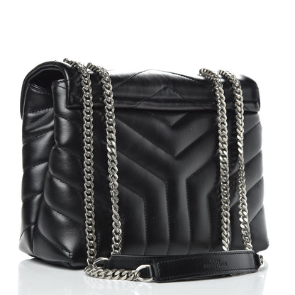 Saint Laurent Calfskin Y Quilted Monogram Small Loulou Chain Satchel Black 3 of 9