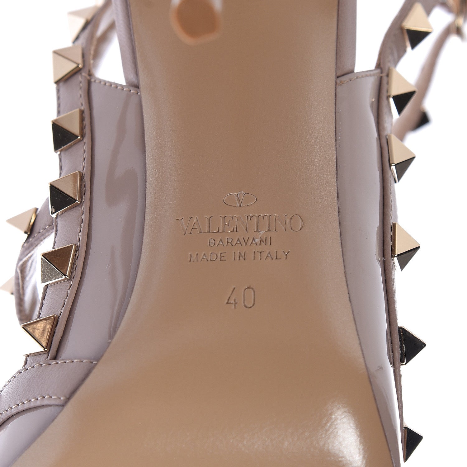 Valentino Garavani Patent Rockstud Ankle Strap Pumps 40 Poudre 7 of 12