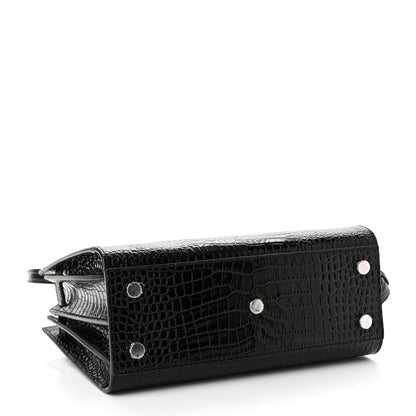 Saint Laurent Calfskin Crocodile Embossed Small Sac de Jour Black 4 of 9