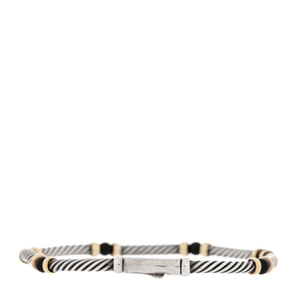 David Yurman Sterling Silver 14K Yellow Gold Onyx 3mm Metro Link Bracelet 2 of 4
