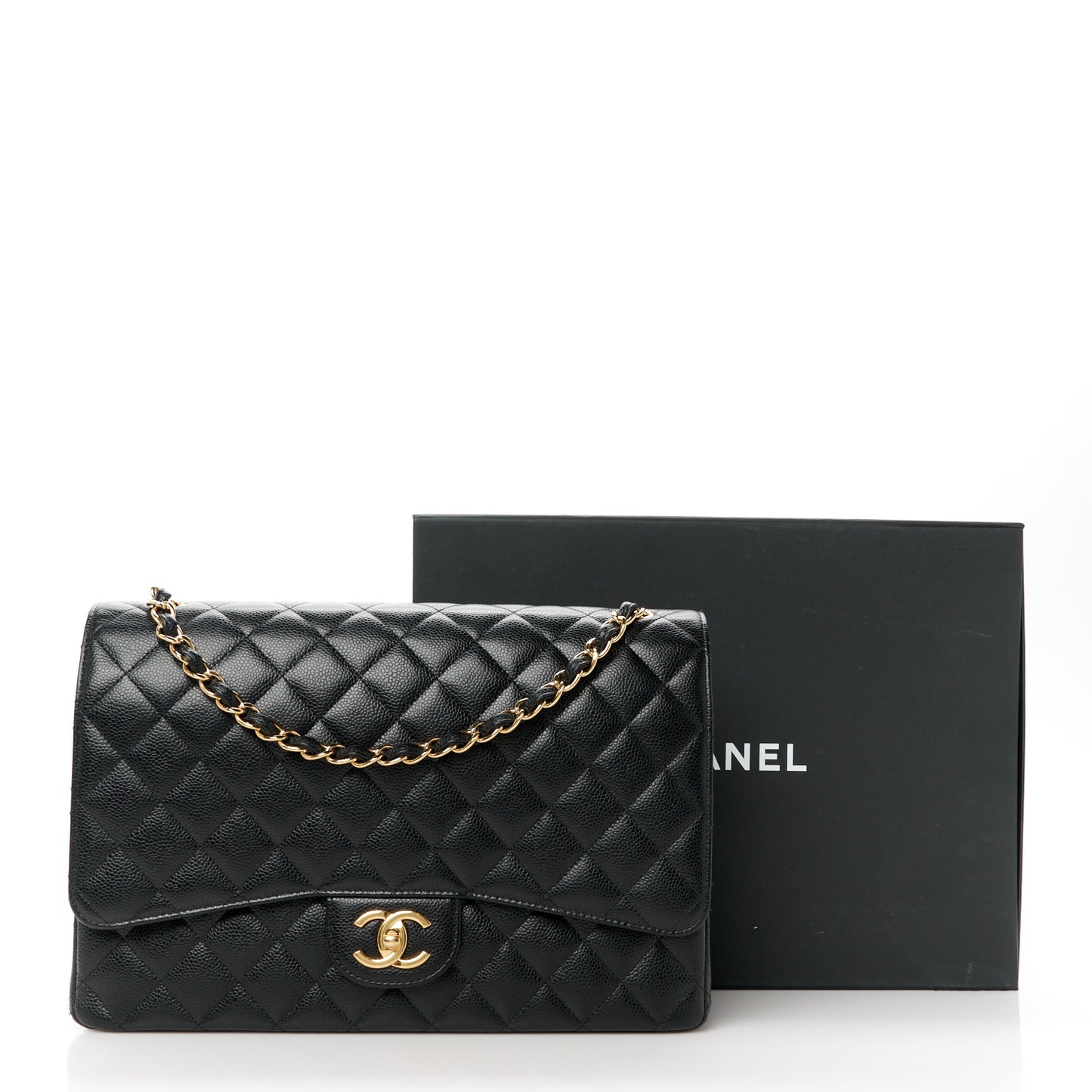 Caviar Quilted Maxi Double Flap Black