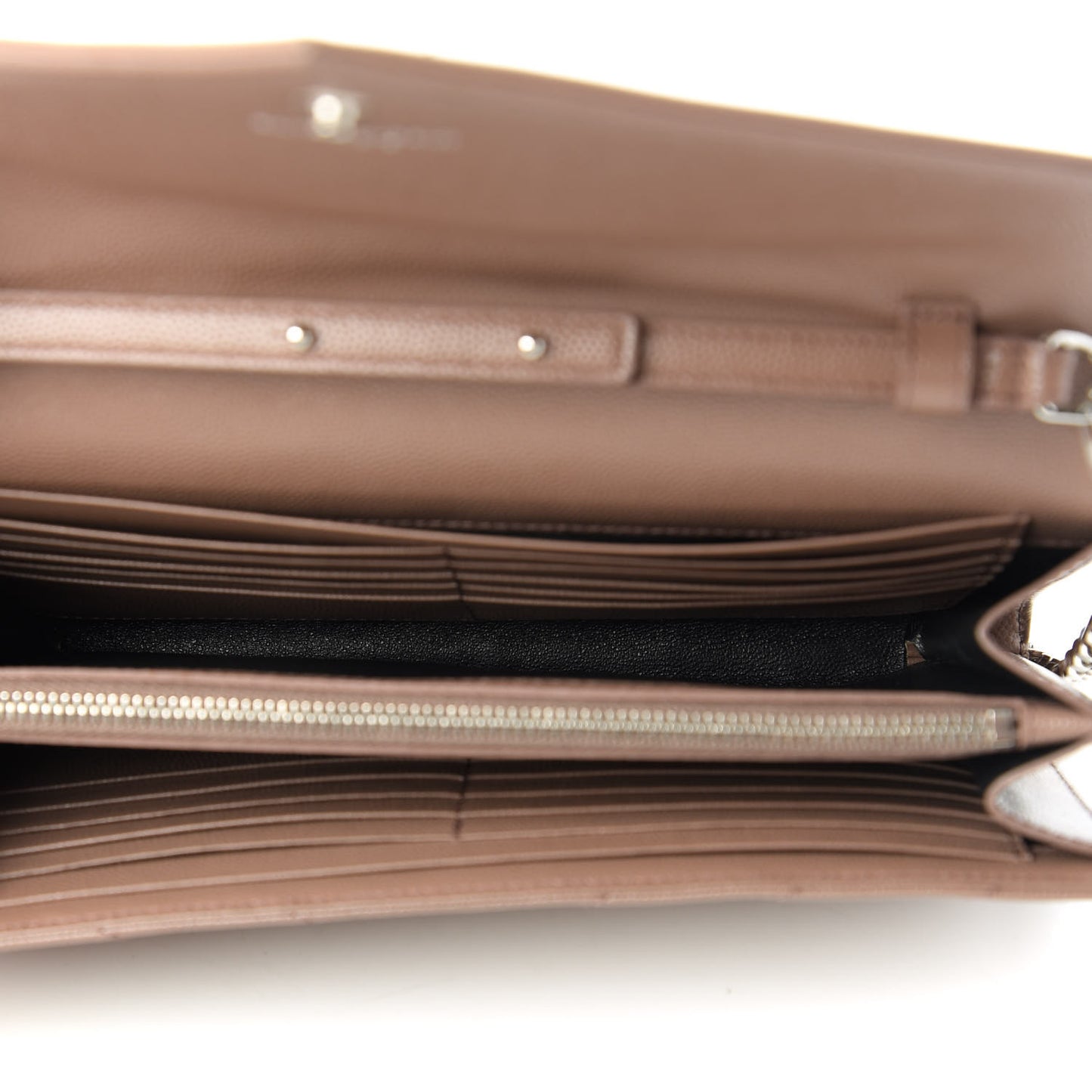 Grain De Poudre Matelasse Chevron Monogram Chain Wallet Taupe
