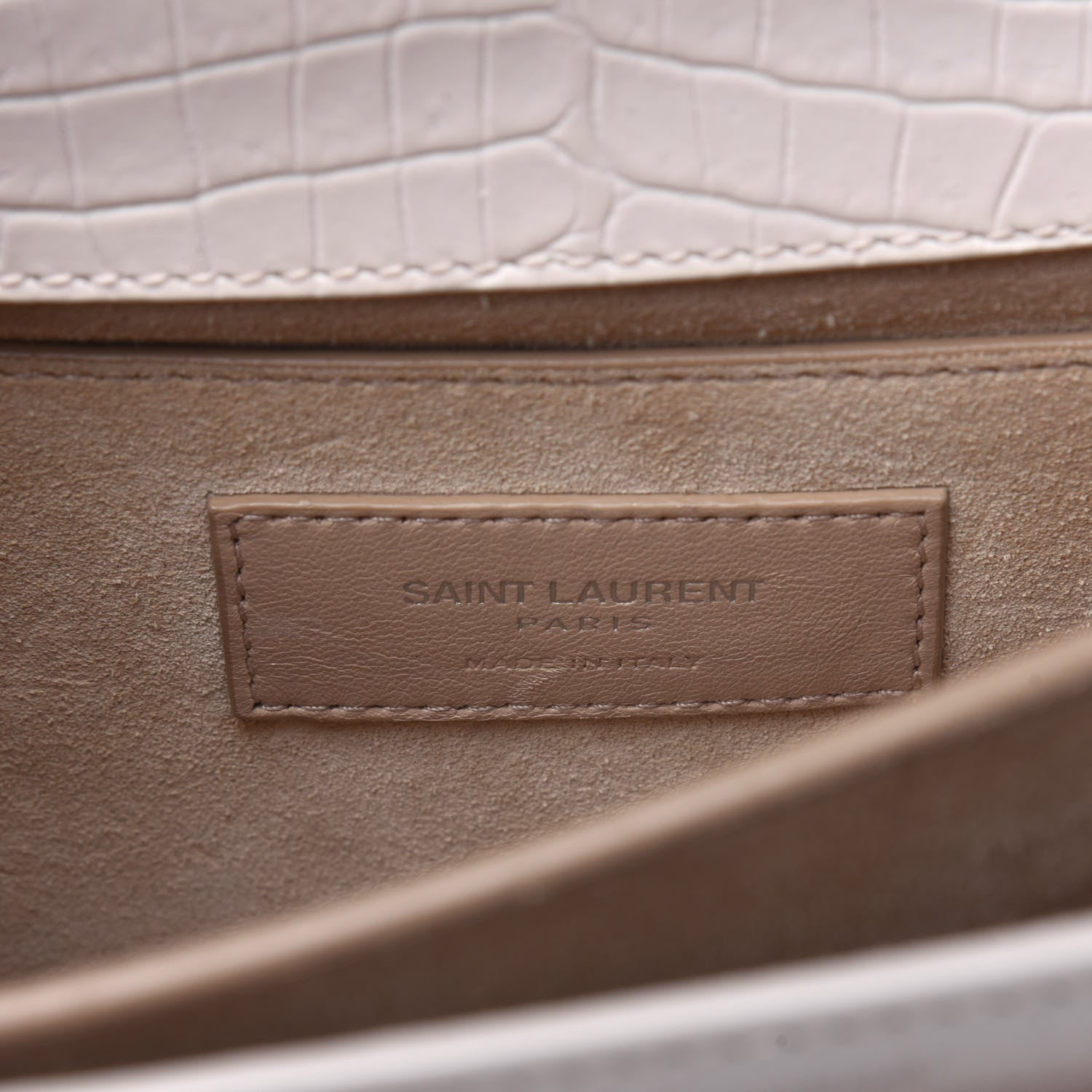 Saint Laurent Calfskin Crocodile Embossed Medium Monogram Sunset Blanc Vintage 7 of 23