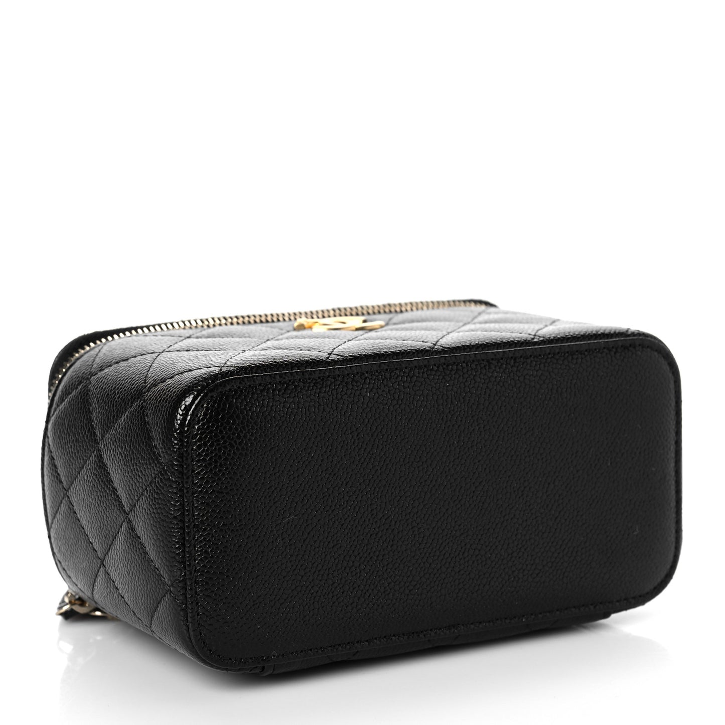 Shiny Caviar Quilted Pick Me Up Vanity Case Black