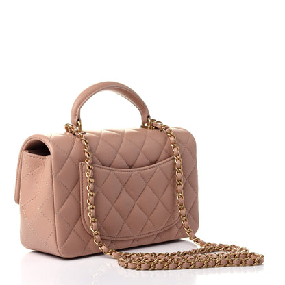 Chanel Lambskin Quilted Mini Top Handle Rectangular Flap Beige 2 of 5