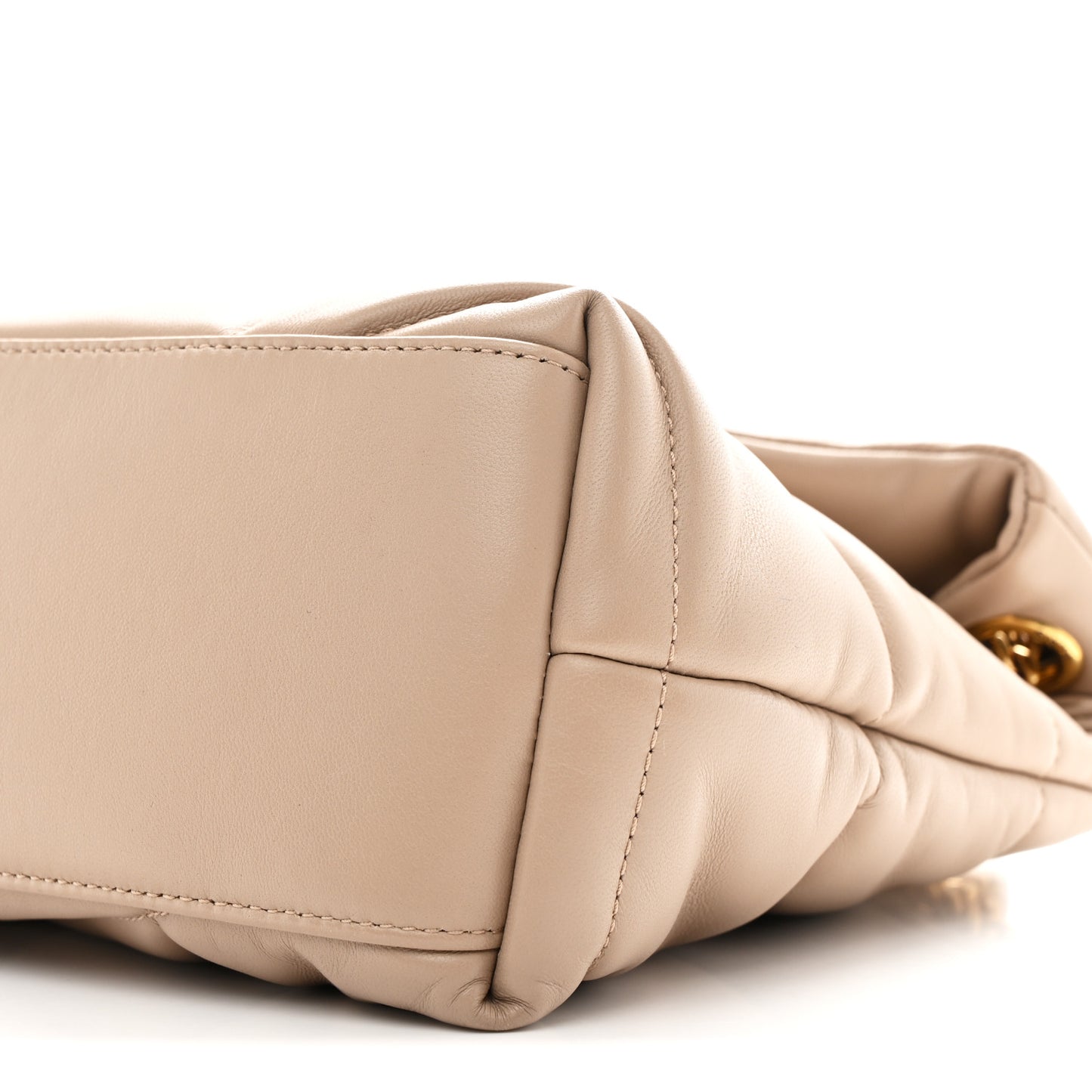 Lambskin Quilted Small Loulou Puffer Monogram Chain Satchel Dark Beige