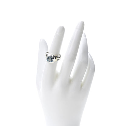 David Yurman Sterling Silver 14K Yellow Gold Blue Topaz 7mm Noblesse Ring 53 6.5 2 of 6