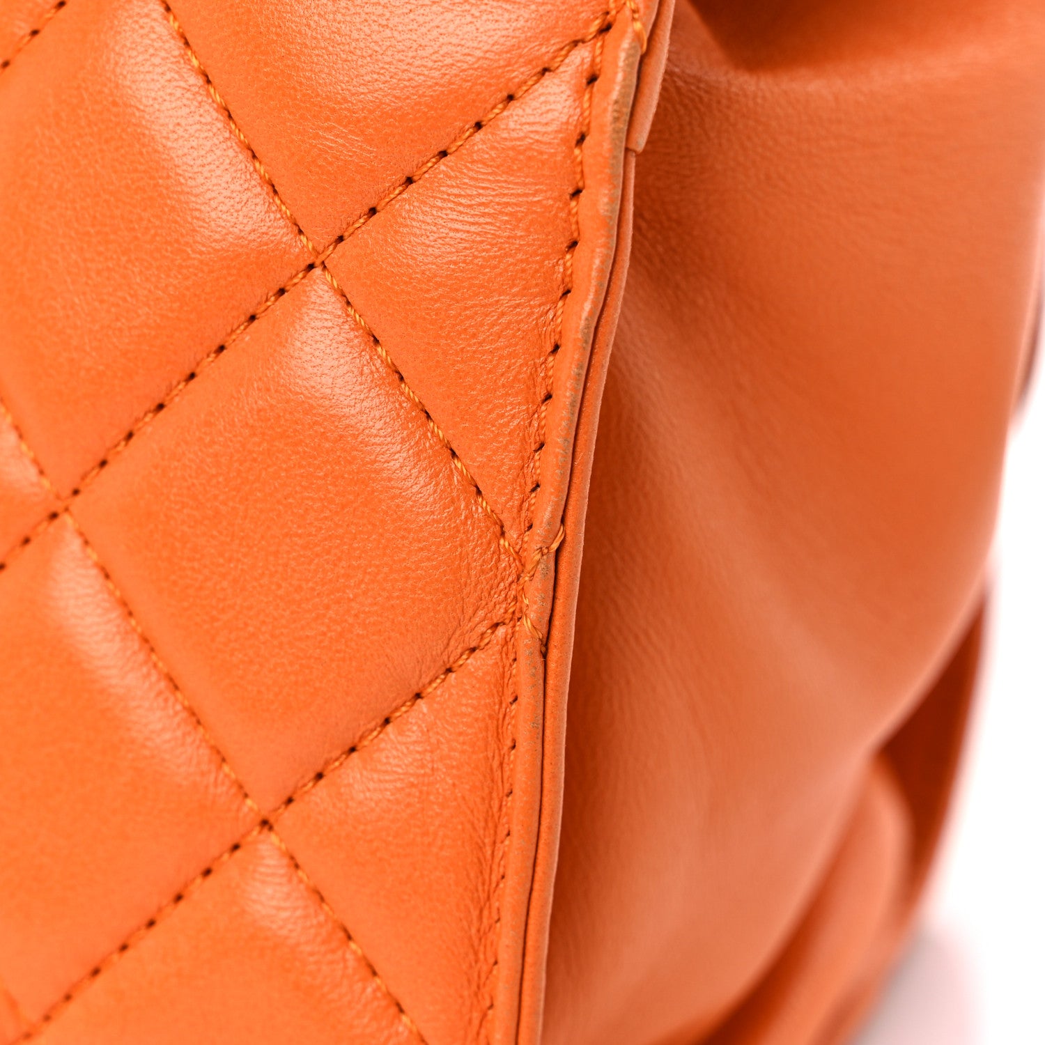 Chanel Lambskin Quilted Jumbo Grocery By Chanel Drawstring Shopping Bag Orange 17 of 21