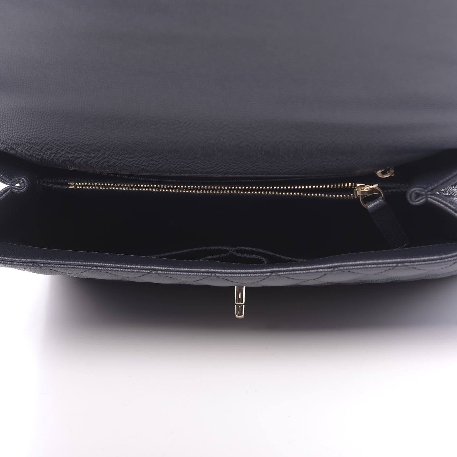 Chanel Caviar Quilted Medium Coco Handle Flap Navy Blue 5 of 11