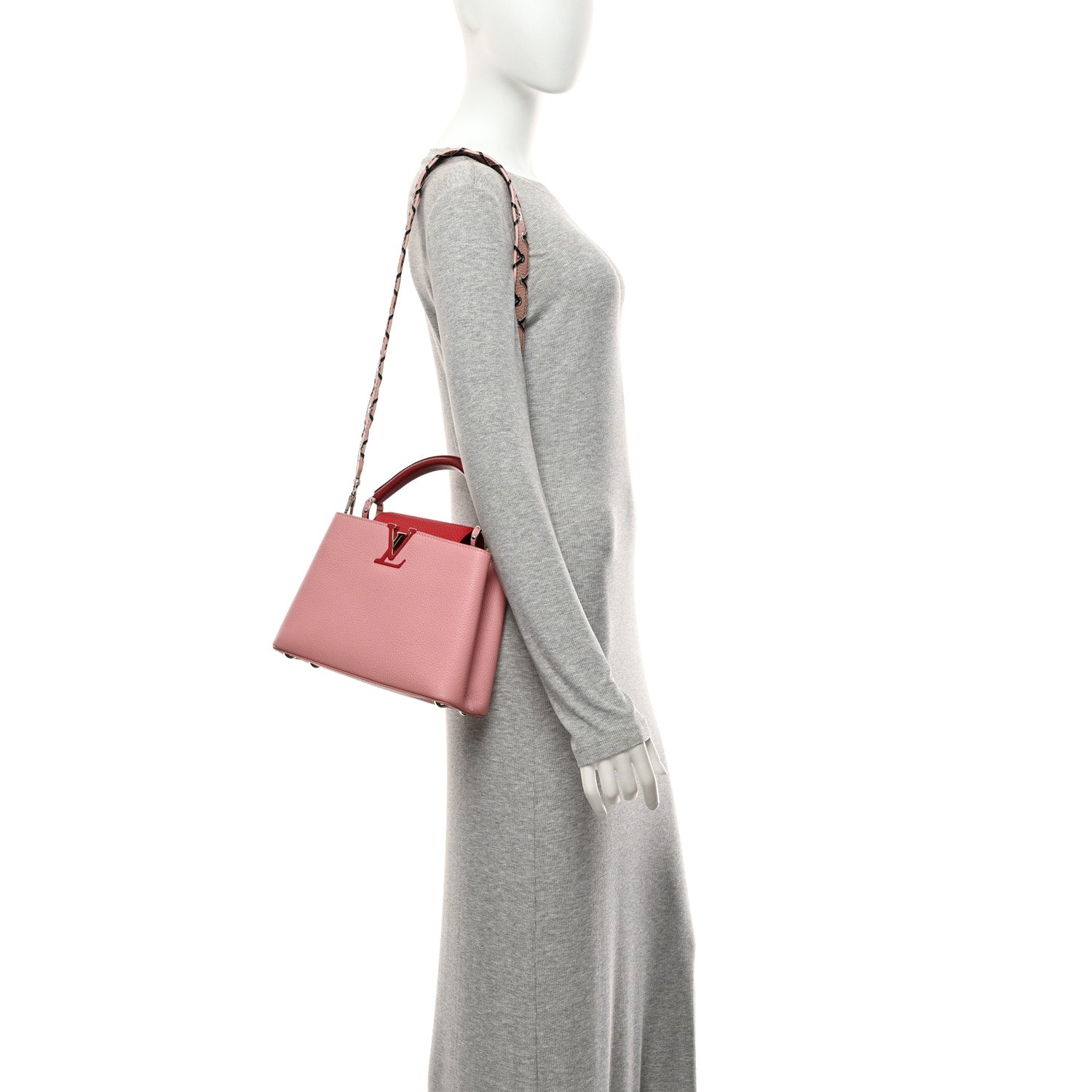 Louis Vuitton Taurillon Capucines BB Pink Dark Red 2 of 10