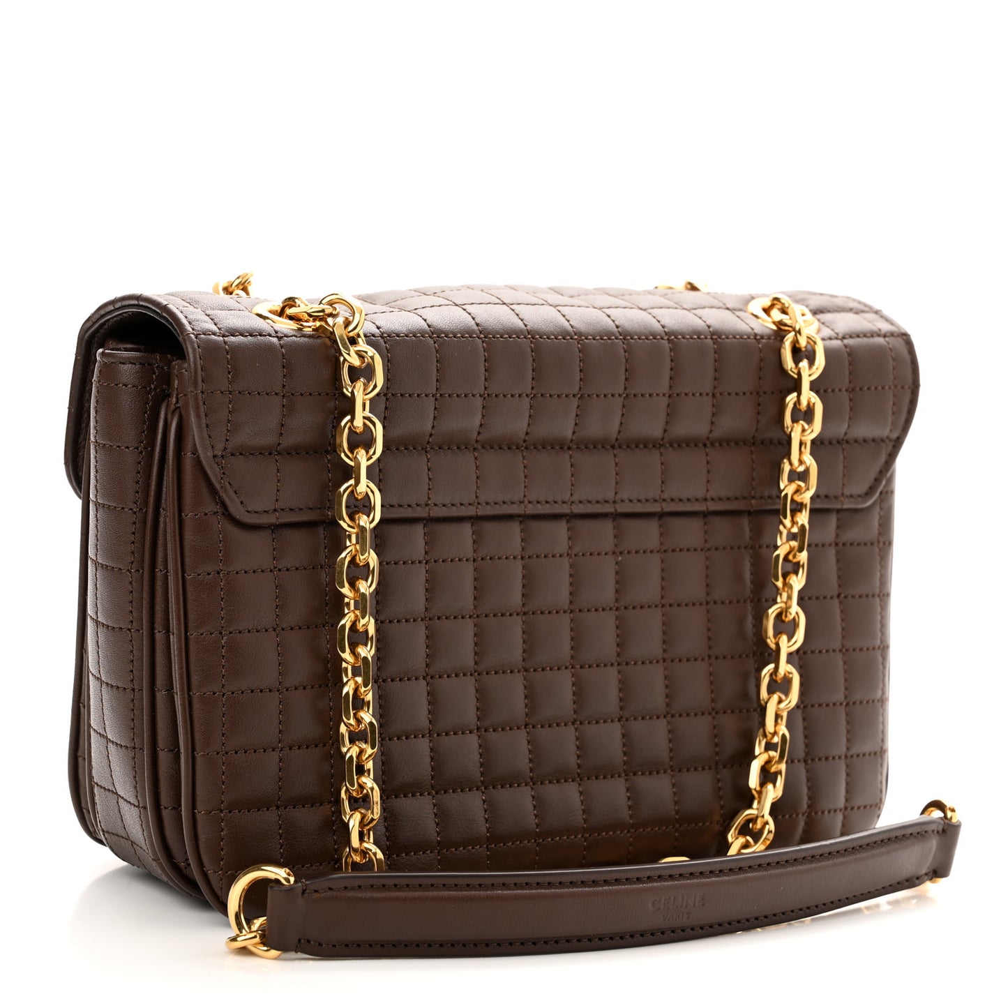 Calfskin Quilted Medium C Bag Dark Brown
