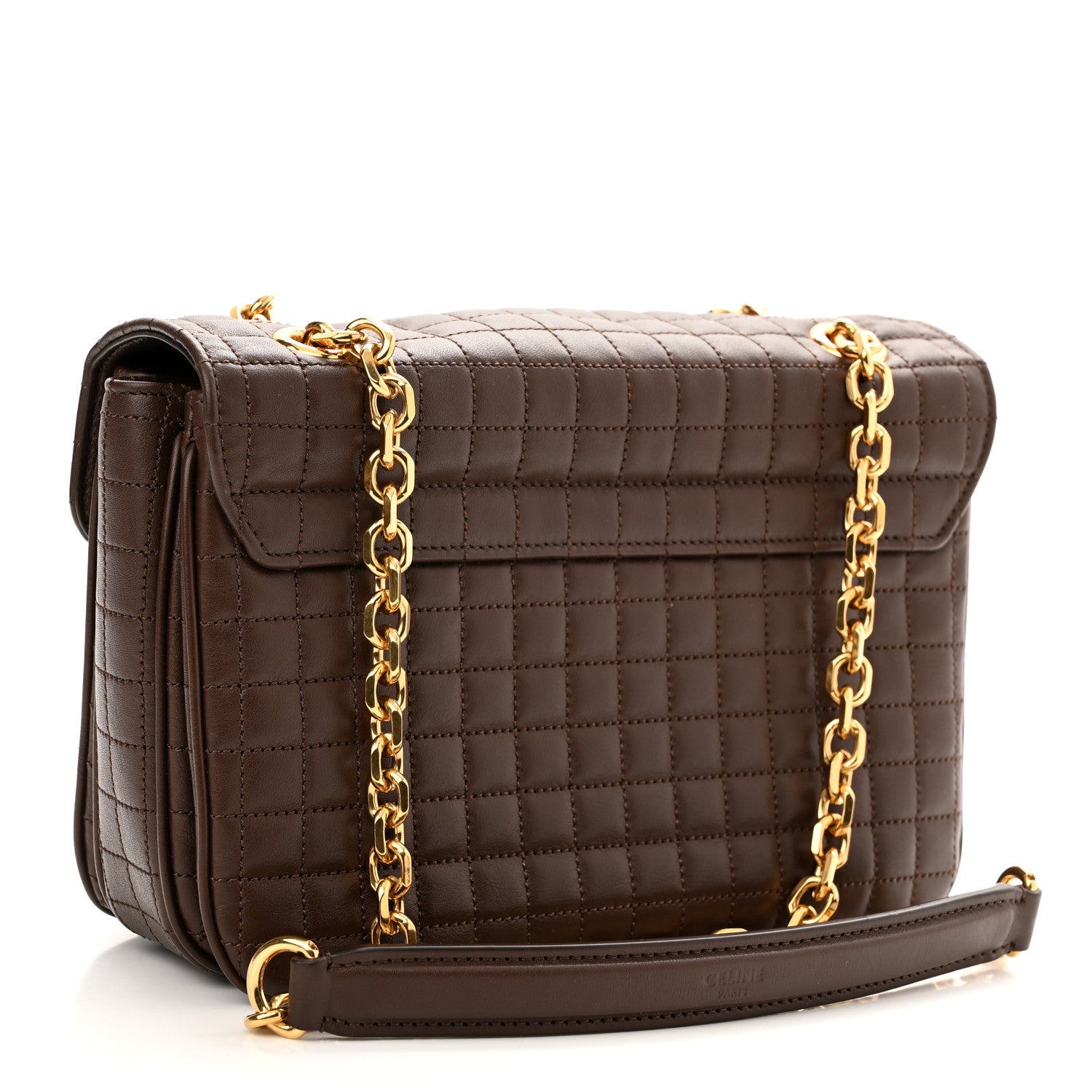 Celine Calfskin Quilted Medium C Bag Dark Brown 3 of 9