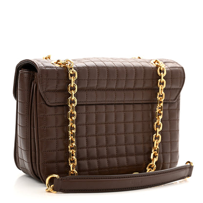 Celine Calfskin Quilted Medium C Bag Dark Brown 3 of 9