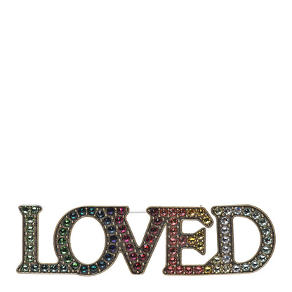 Gucci Metal Crystal Loved Pin Brooch Gold 1 of 5