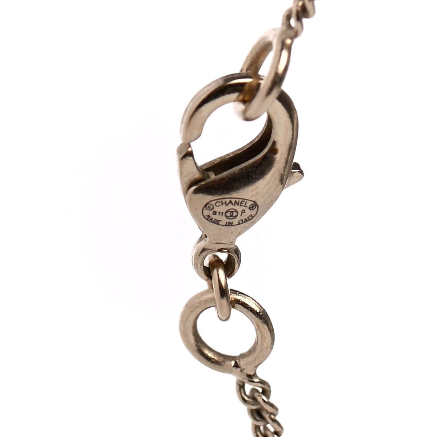 Pearl Crystal CC Drop Necklace Light Gold