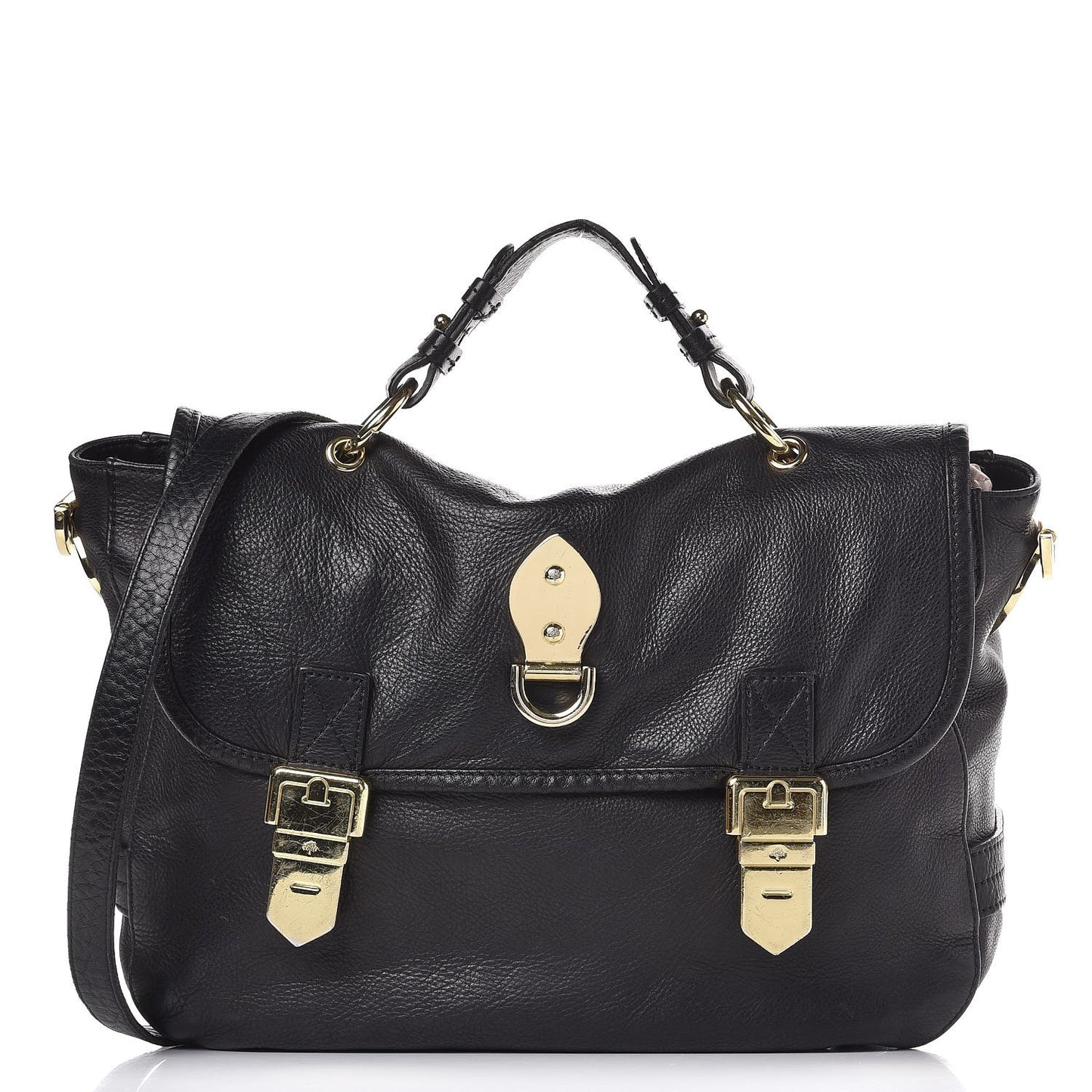 Soft Grain Calfskin Tillie Satchel Black