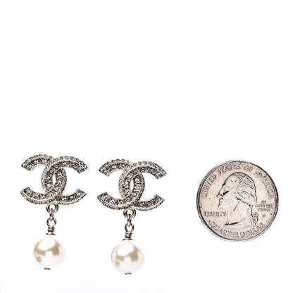Chanel Crystal Pearl CC Drop Earrings Gold 2 of 5