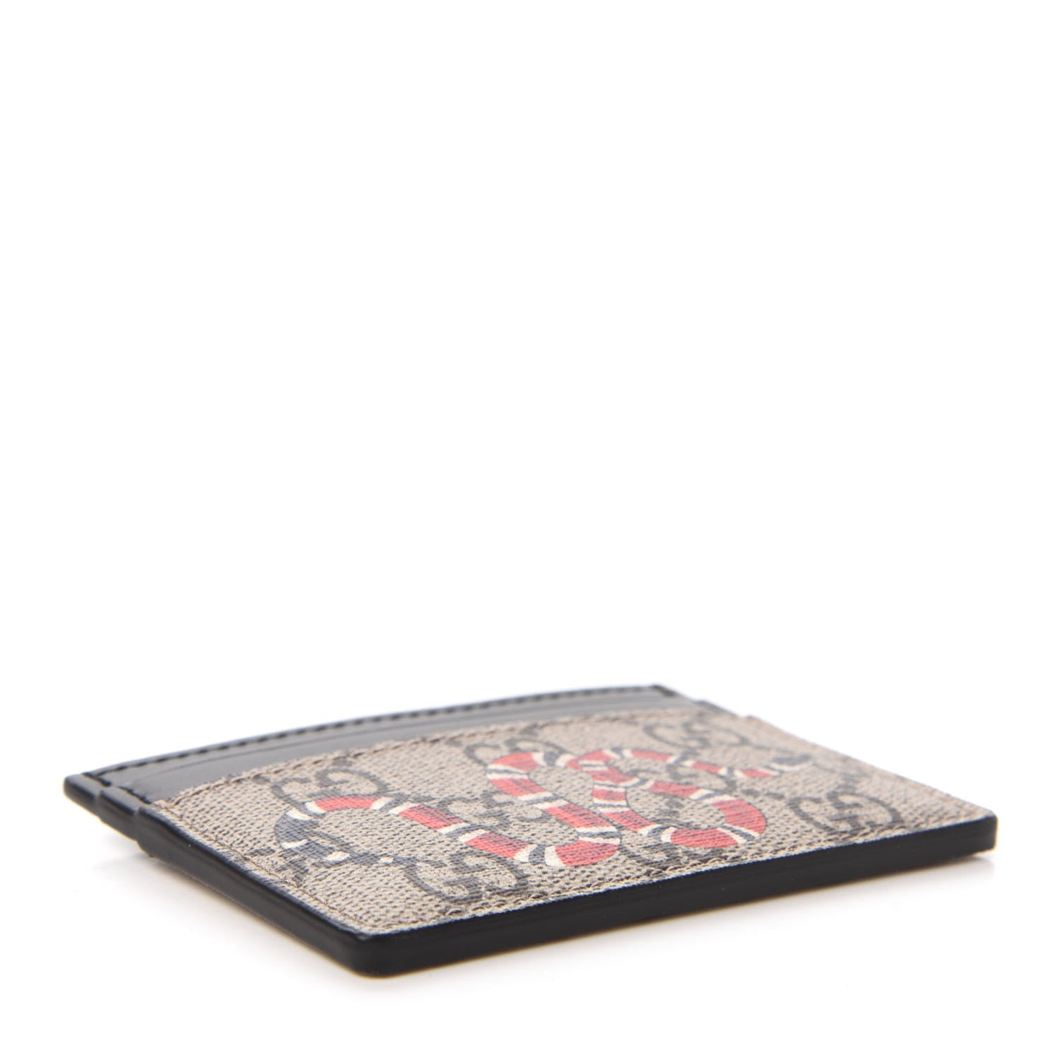 Gucci GG Supreme Monogram Kingsnake Card Holder Beige Black 4 of 7